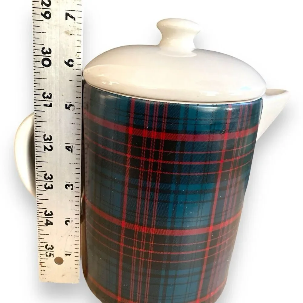 Magnolia Hearth & Hand Tartan Plaid Stoneware Coffee Pot Hot Cocoa Holiday